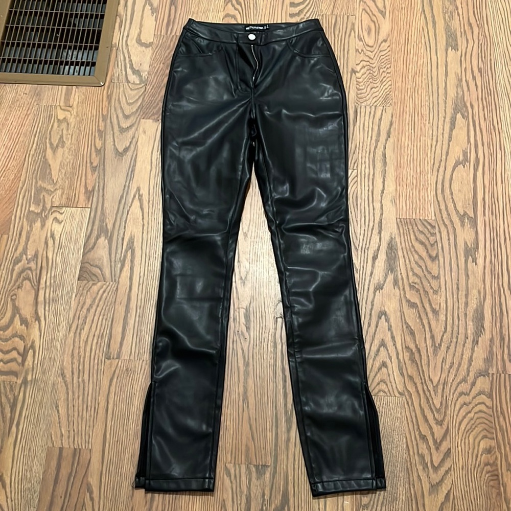 Split hem leather pants